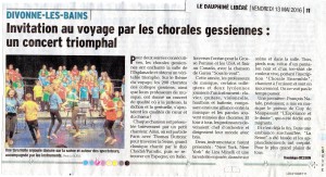 article Dauphiné du 13 mai